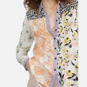 Anthropologie Maeve Multicolor Patterned Button-Up Shirt